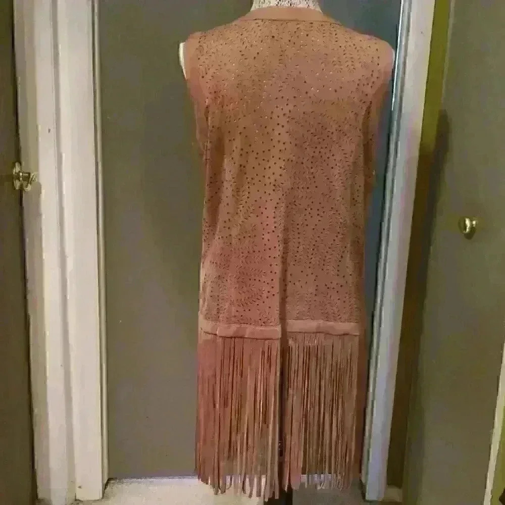 Philosphy faux suede fringe vest sz large - Picture 3 of 3